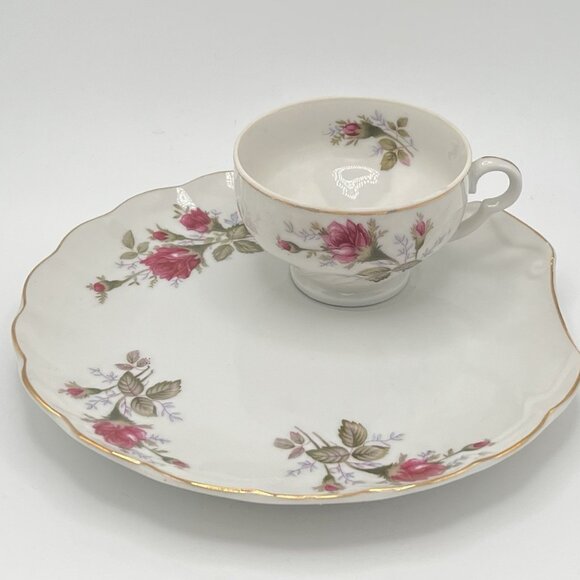 Norcrest Fine China Japan Floral Rose Tea Cup & Scallop Saucer Set Vintage Boho - Picture 1 of 11